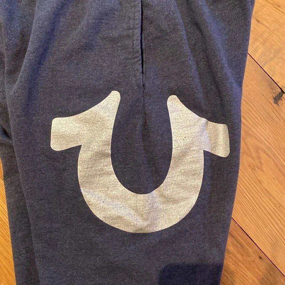 True Religion Relaxed Sweatpants Loungwear Pants Navy Silver Big Logo Size LARGE